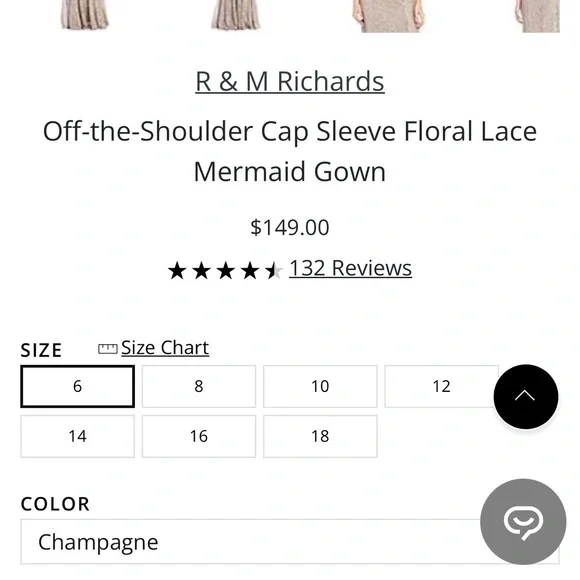 R&M Richards Off-the-Shoulder Cap Sleeve Floral Lace Mermaid Gown - Picture 4 of 6